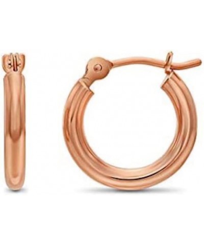 14K Rose Gold Classic Shiny Polished Round Hoop Earrings, 2mm tube 12mm (0.48 inch) $33.60 Earrings