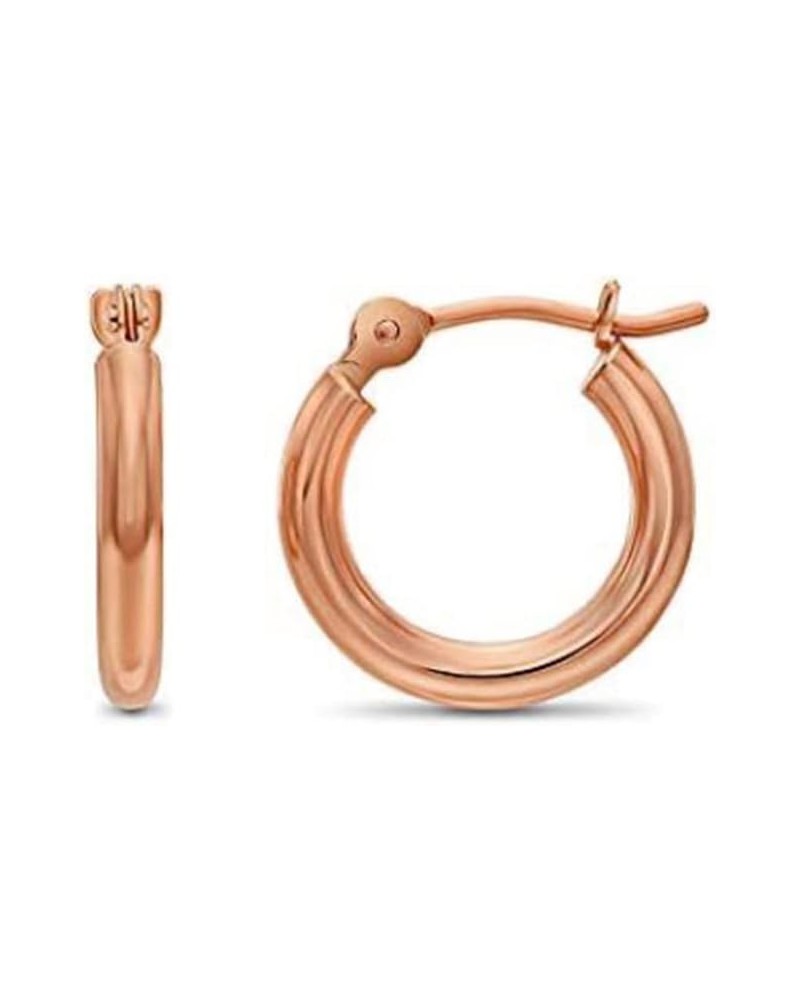 14K Rose Gold Classic Shiny Polished Round Hoop Earrings, 2mm tube 12mm (0.48 inch) $33.60 Earrings