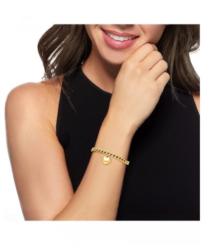 Italian 18kt Gold Over Sterling Puffed Heart Curb-Link Bracelet 7.0 Inches $47.12 Bracelets