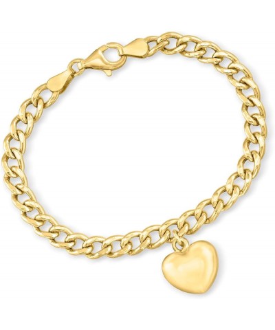 Italian 18kt Gold Over Sterling Puffed Heart Curb-Link Bracelet 7.0 Inches $47.12 Bracelets