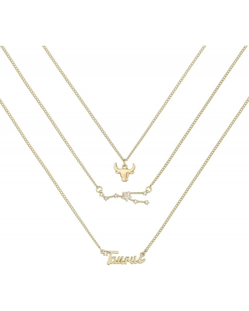 3A Zirconia 14K Gold Plated 12 Constellation Pendant Necklace with Letter Horoscope Zodiac Sign for Women Taurus-Gold $9.59 N...