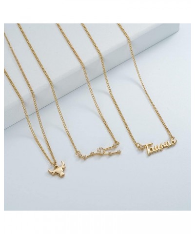 3A Zirconia 14K Gold Plated 12 Constellation Pendant Necklace with Letter Horoscope Zodiac Sign for Women Taurus-Gold $9.59 N...