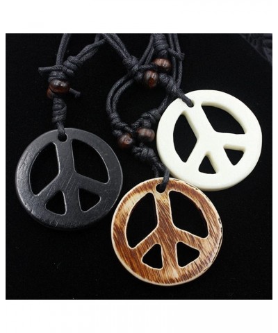 3Pcs Love Peace Sign Hippie Pendant Necklace Vintage Rope Chain Resin Peace Pendant 1960s 1970s Hippie Party Dressing Accesso...