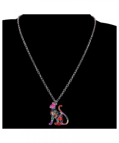 Statement Enamel Alloy Chain Cat Necklaces Pendant Original Design Women Girls Jewelry Gift Charms Red $9.11 Necklaces