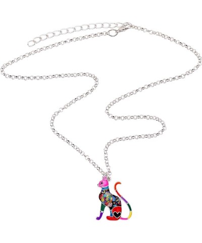 Statement Enamel Alloy Chain Cat Necklaces Pendant Original Design Women Girls Jewelry Gift Charms Red $9.11 Necklaces