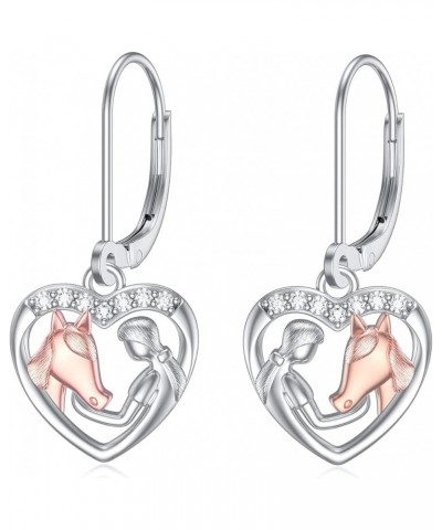 Lucky Horse Leverback Earrings for Girls Women 925 Sterling Silver Horse Gifts for Horse Lovers Jewelry Rose gold $15.05 Earr...