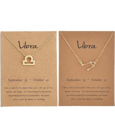 2Pcs Zodiac Necklace for Women 12 Constellation Sign Necklace CZ Astrology Zodiac Star Necklace Birthday Gifts With Message C...