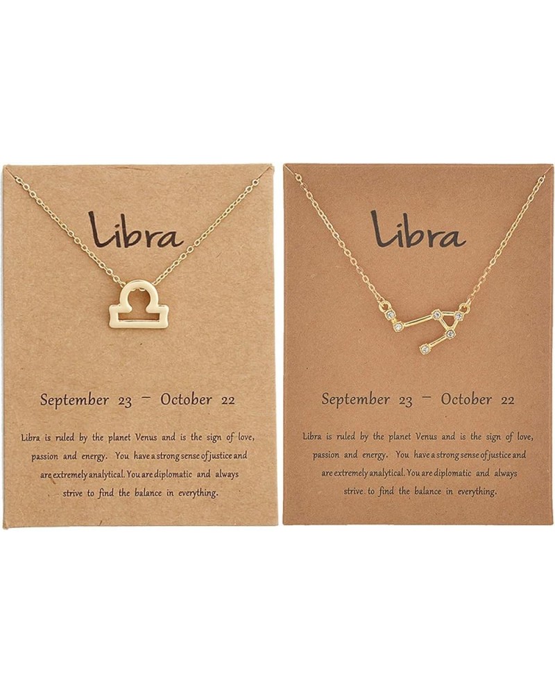 2Pcs Zodiac Necklace for Women 12 Constellation Sign Necklace CZ Astrology Zodiac Star Necklace Birthday Gifts With Message C...