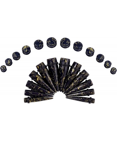 24PCS 00G-13/16 10mm-20mm Acrylic Big Gauges Kit Ear Stretching Tunnels Plugs Tapers Expander Black with gold lines $10.85 Bo...