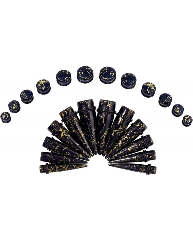 24PCS 00G-13/16 10mm-20mm Acrylic Big Gauges Kit Ear Stretching Tunnels Plugs Tapers Expander Black with gold lines $10.85 Bo...