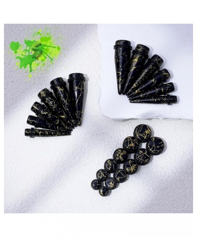 24PCS 00G-13/16 10mm-20mm Acrylic Big Gauges Kit Ear Stretching Tunnels Plugs Tapers Expander Black with gold lines $10.85 Bo...