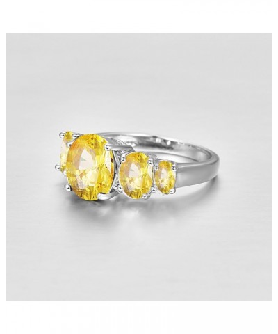 925 Silver Plated Ring Brilliant Oval Cut Citrine Wedding Engagement Ring for Women Size 8 US_9 Yellow $5.39 Rings