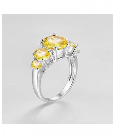 925 Silver Plated Ring Brilliant Oval Cut Citrine Wedding Engagement Ring for Women Size 8 US_9 Yellow $5.39 Rings