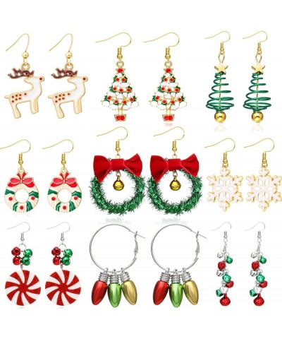 15 Pairs Christmas Stud Earrings Christmas Earrings for Women Christmas Candy Tree Bow Santa Claus Stud Earrings Xams Earring...