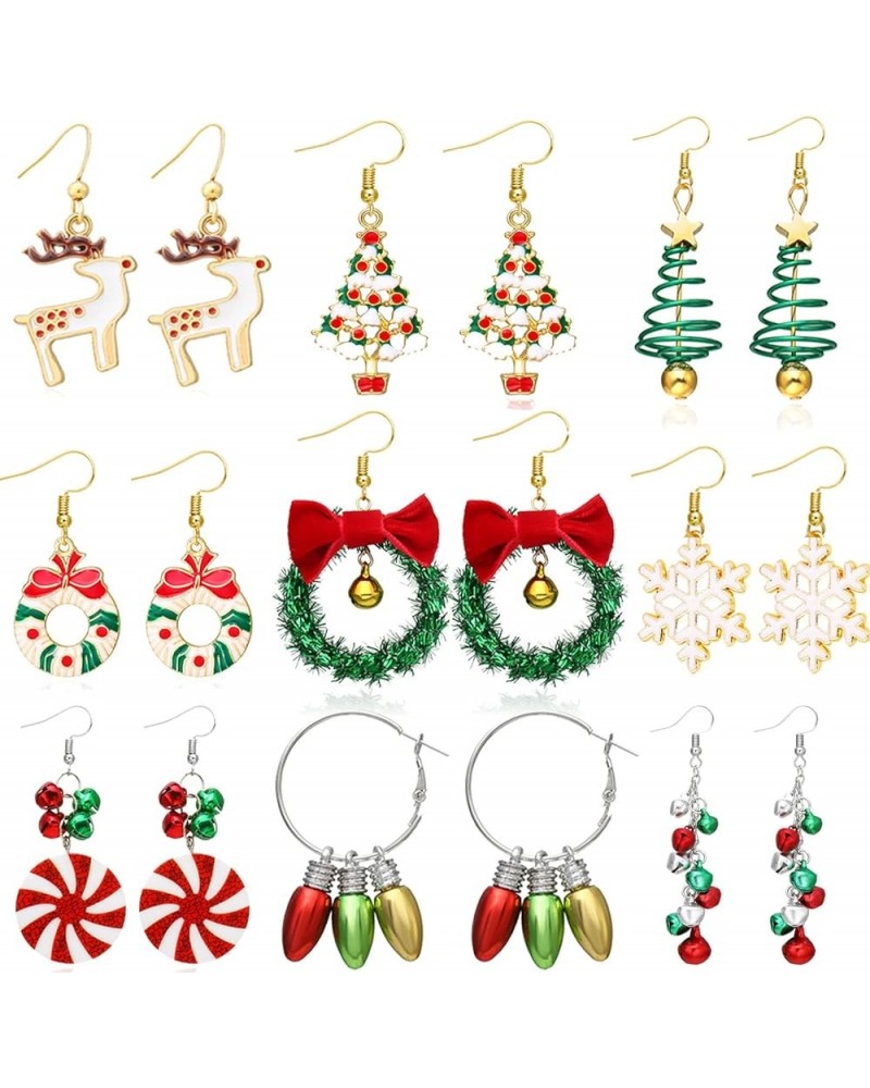 15 Pairs Christmas Stud Earrings Christmas Earrings for Women Christmas Candy Tree Bow Santa Claus Stud Earrings Xams Earring...