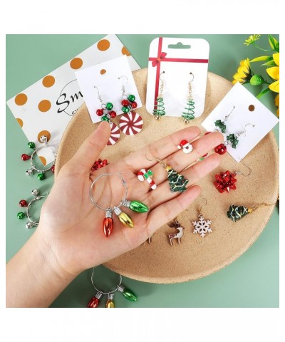 15 Pairs Christmas Stud Earrings Christmas Earrings for Women Christmas Candy Tree Bow Santa Claus Stud Earrings Xams Earring...