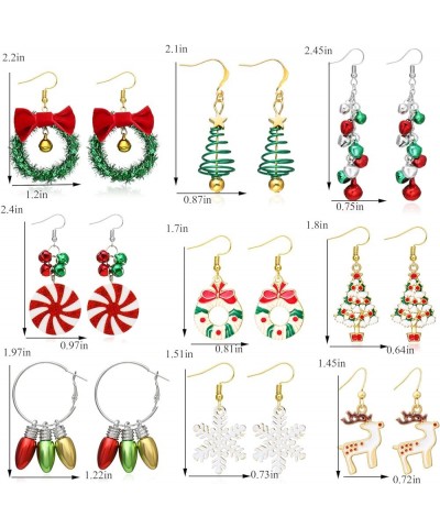 15 Pairs Christmas Stud Earrings Christmas Earrings for Women Christmas Candy Tree Bow Santa Claus Stud Earrings Xams Earring...