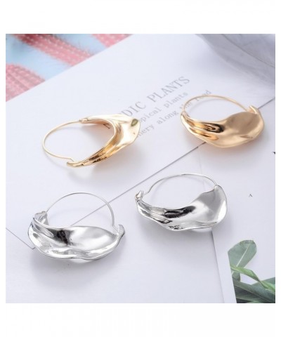 Gold Round Earrings Boho Statement Classic Texture Earring Irregular Hollow Shield Shaped Earring for Women Girls silver $6.2...