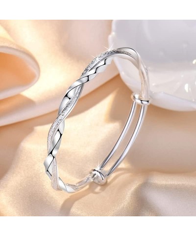 Sterling Silver Bangle Bracelets for Women 925 silver Cuff Bracelet Adjustable Jewelry Fashion Simple Open Bangles Cuff Jewel...