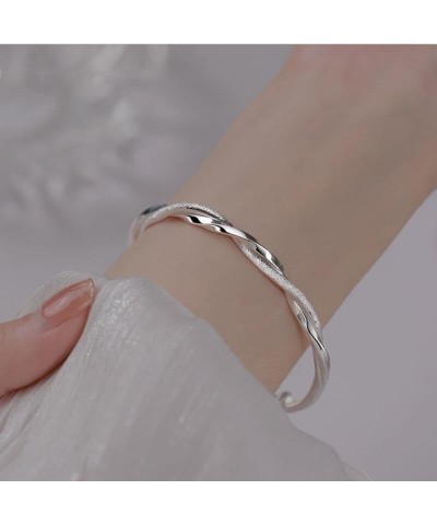 Sterling Silver Bangle Bracelets for Women 925 silver Cuff Bracelet Adjustable Jewelry Fashion Simple Open Bangles Cuff Jewel...