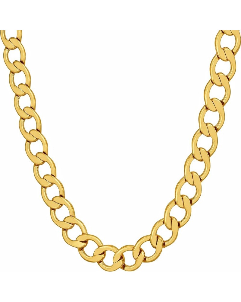 Smooth Rounded Curb Link Chain Necklace 24k Real Gold Plated 7mm 20 inches $20.68 Necklaces