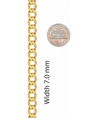 Smooth Rounded Curb Link Chain Necklace 24k Real Gold Plated 7mm 20 inches $20.68 Necklaces