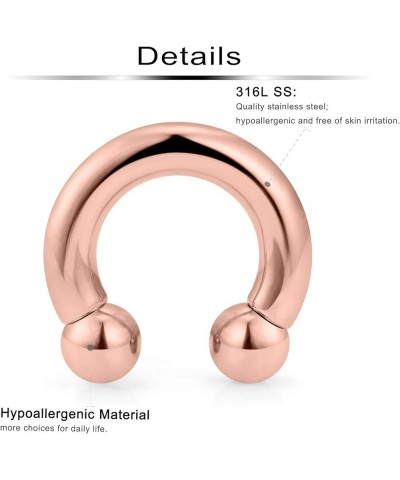 2Pcs PA Ring Horseshoe Circular Barbell 316L Surgical Steel Internally Threaded Large Septum Ring Ear Gauges Earrings 2G 4G 6...