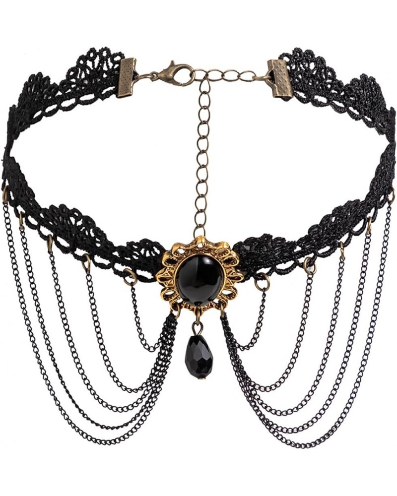 Black Lace Choker Necklace Vintage Punk Gothic Flowers Choker Necklace for Women Classic Choker Gifts for Girls Black D $4.58...