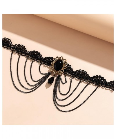 Black Lace Choker Necklace Vintage Punk Gothic Flowers Choker Necklace for Women Classic Choker Gifts for Girls Black D $4.58...