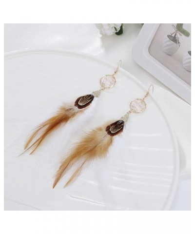 Bohemian Pheasant Peacock Long Feathers Statement Earrings Handmade Natural Lightweight Feather Dangle Earrings for Women and...