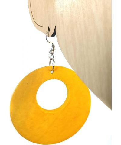 Wood Earrings Open Hoop Brown and Black 2.5 inch Hoops Lightweight Yellow $8.25 Earrings