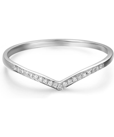 Moissanite Wedding Bands for Women, V Shape Curved Chevron Eternity Wedding Band, Moissanite Eternity Ring White Gold $14.40 ...