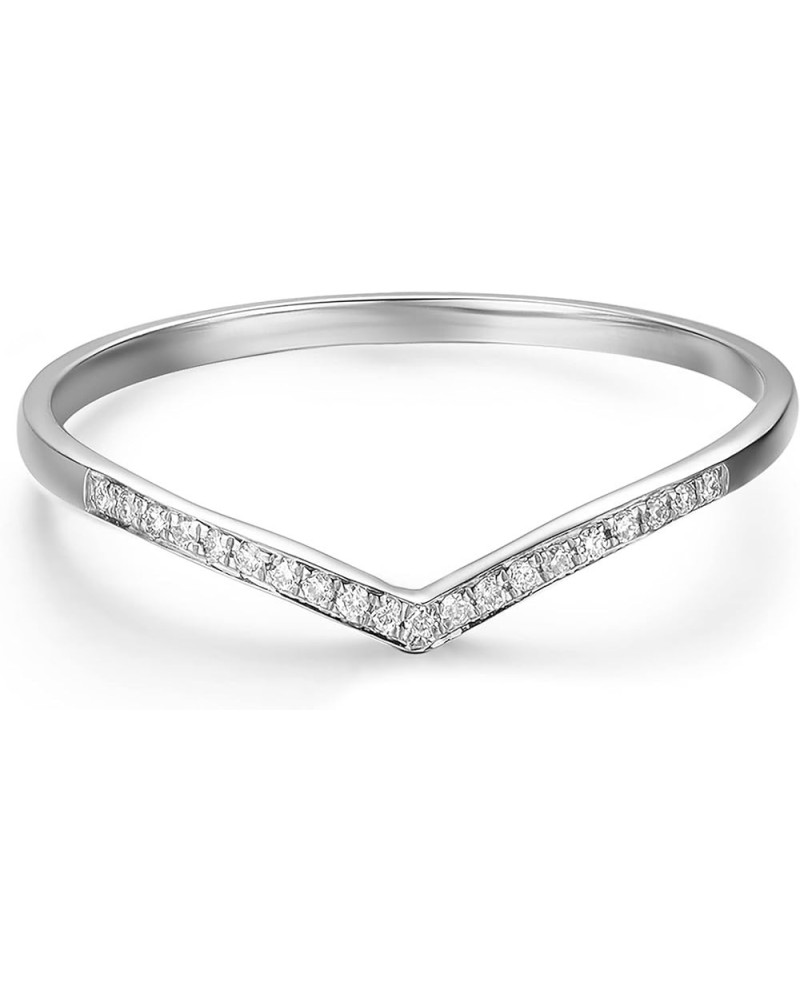 Moissanite Wedding Bands for Women, V Shape Curved Chevron Eternity Wedding Band, Moissanite Eternity Ring White Gold $14.40 ...