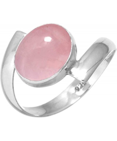 925 Sterling Silver Handmade Ring for Women 9x11 Oval Gemstone Fashion Jewelry for Gift (99014_R) Rose Quartz $19.13 Rings