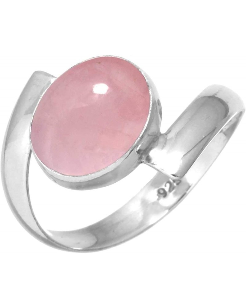 925 Sterling Silver Handmade Ring for Women 9x11 Oval Gemstone Fashion Jewelry for Gift (99014_R) Rose Quartz $19.13 Rings