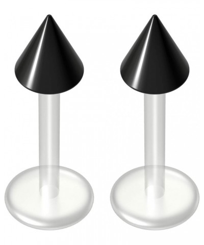 2pc Black 16g Labret Studs Flexible Bioplast Plastic Bioflex Monroe Lip Spike Piercing Jewelry 8mm $8.99 Body Jewelry