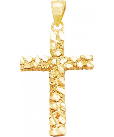 10K Yellow Gold Nugget Cross Pendant Gold Nugget Cross $42.16 Pendants