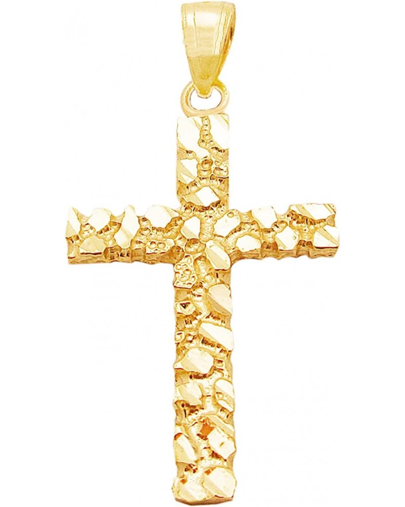 10K Yellow Gold Nugget Cross Pendant Gold Nugget Cross $42.16 Pendants