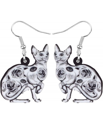 Acrylic Sweet Sphynx Canadian Hairless Cat Earrings for Women Girl Jewelry Loverly Charms Grey $7.14 Earrings