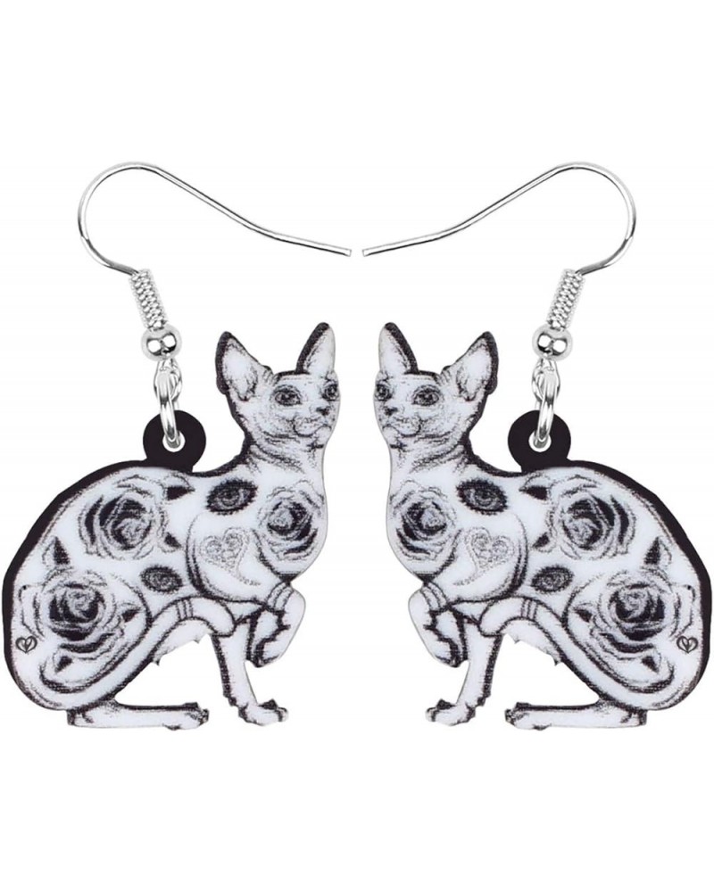 Acrylic Sweet Sphynx Canadian Hairless Cat Earrings for Women Girl Jewelry Loverly Charms Grey $7.14 Earrings