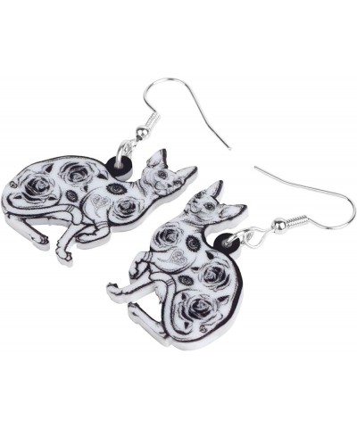 Acrylic Sweet Sphynx Canadian Hairless Cat Earrings for Women Girl Jewelry Loverly Charms Grey $7.14 Earrings