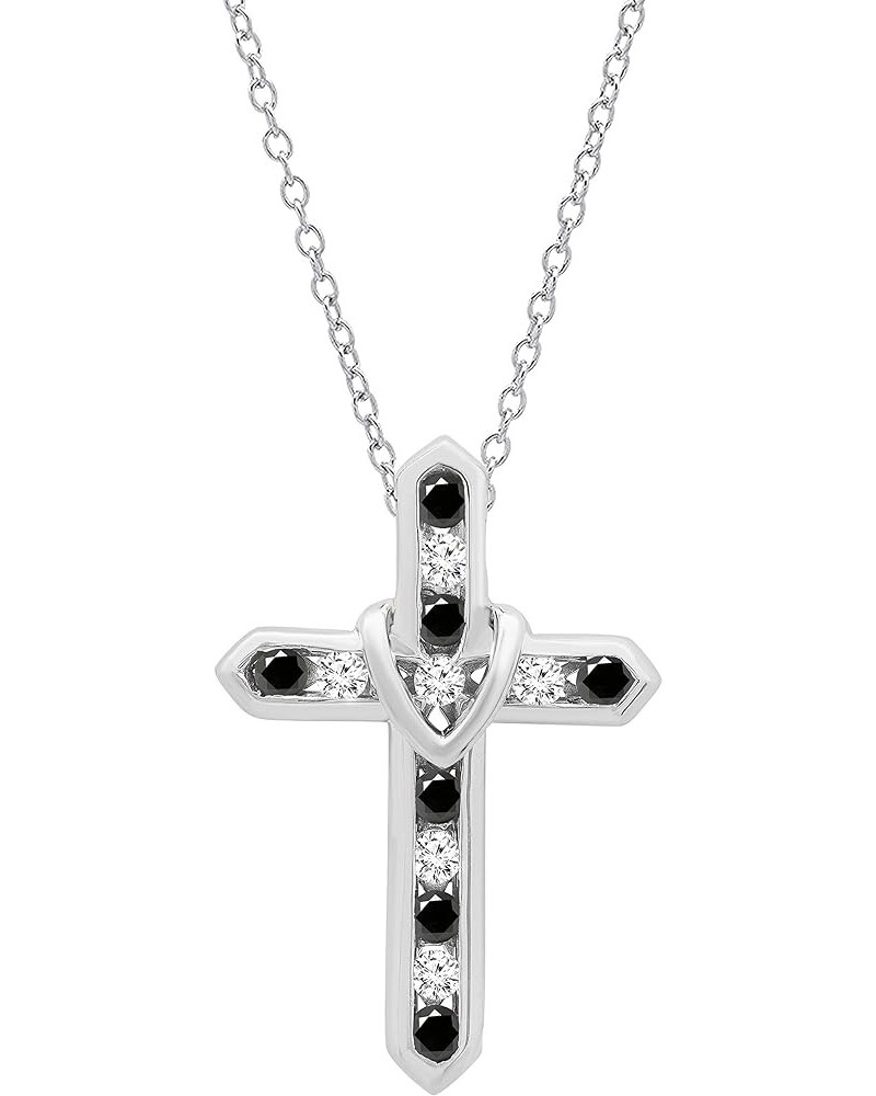 Round Gemstone & White Sapphire Ladies Heart And Cross Pendant (Gold Chain Included), Available in Various Gemstones in 10K/1...