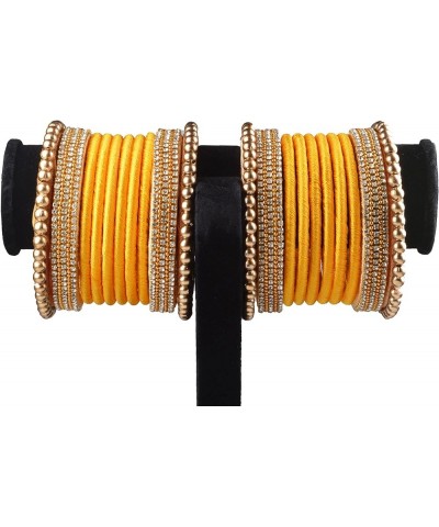 Designer Rhinestone Beaded Silk Thread Bangles Set, Handmade Silk Dori Bangle Set for Women & Girls Yellow 2.6 $10.56 Bracelets