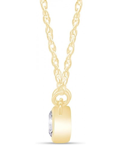 1/5 Carat Round Cut Lab Created Moissanite Diamond Bezel Set Solitaire Pendant Necklace In 14k Gold Plated 925 Sterling Silve...