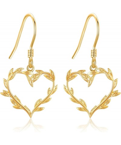 Gold Earrings 14K Gold Solid Earrings Jewelry Gifts for Women Girls A-Heart-Leaf $82.00 Earrings