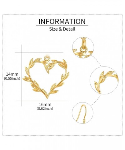 Gold Earrings 14K Gold Solid Earrings Jewelry Gifts for Women Girls A-Heart-Leaf $82.00 Earrings