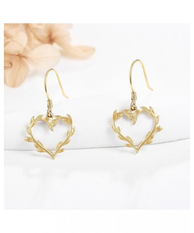 Gold Earrings 14K Gold Solid Earrings Jewelry Gifts for Women Girls A-Heart-Leaf $82.00 Earrings