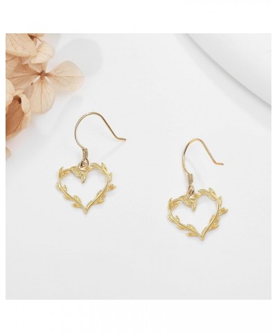 Gold Earrings 14K Gold Solid Earrings Jewelry Gifts for Women Girls A-Heart-Leaf $82.00 Earrings