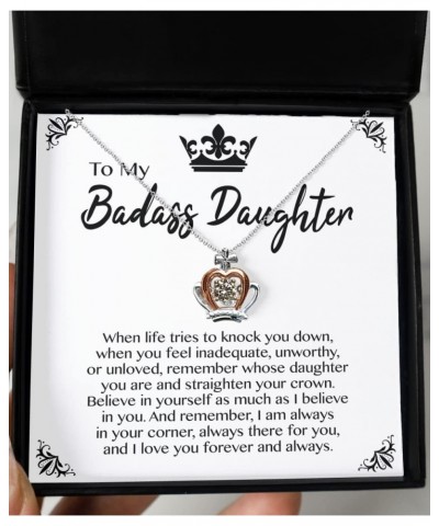 To My Badass Daughter 0.925 Sterling Silver Necklace Gift Daughter Gift From Dad Mom To Daughter Jewelry with Message Card Gi...