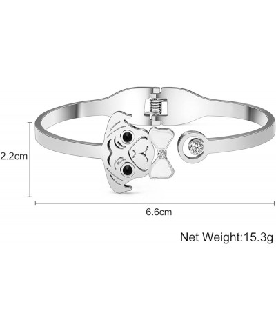 Cute Stainless Steel Pug Gifts for Pug Lovers Dainty Pug Bangle Bracelets Pet Dog Stuff Jewelry Gifts for Women Girls Dog Mom...